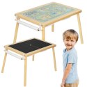 WOOPIE GREEN Drewniany Stolik Aktywności 4w1 Tablica Kredowa Pojemniki Mapa Miasta Papier Rysunkowy