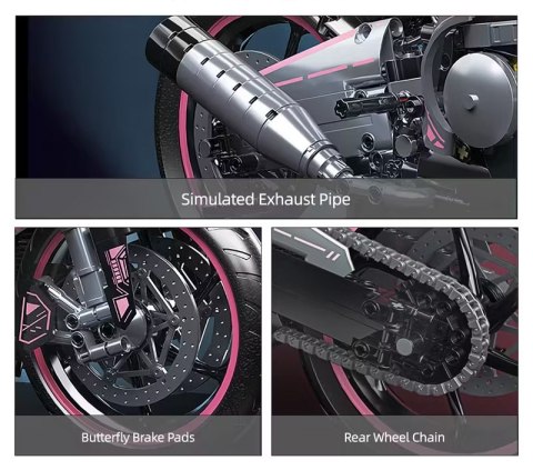 Zestaw Klocków Motocykl Ścigacz Różowy 2066el.