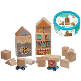 Kolorowe klocki drewniane - miasto - 25 elementów LUCY & LEO