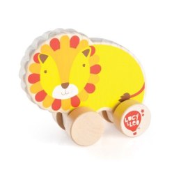 Kolorowy, drewniany lew na kółkach dla malucha LUCY & LEO
