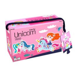 Moje pierwsze puzzle, 3 układanki, 6, 9, 12 el., jednorożec BARBO TOYS