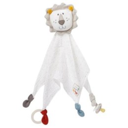 Pierwsza przytulanka, kocyk z uchwytem do smoczka, lew, z kolekcji: FEHN