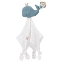 Pierwsza przytulanka, kocyk z uchwytem do smoczka, wieloryb, z FEHN