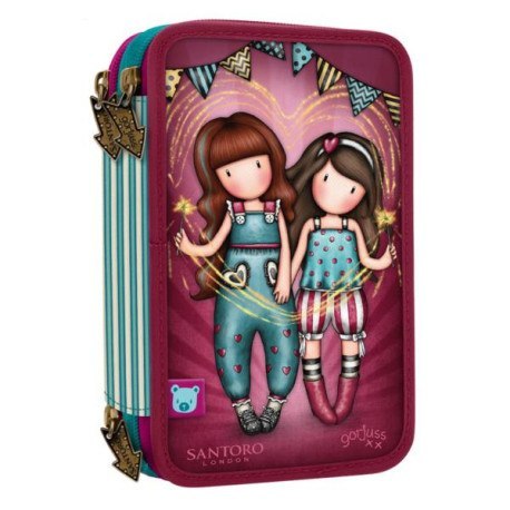 Potrójny piórnik z wyposażeniem - gorjuss - fireworks SANTORO LONDON