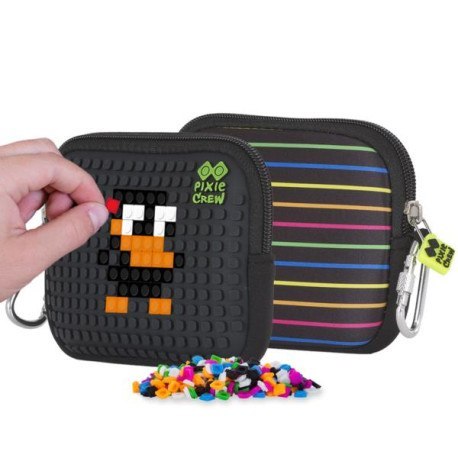Saszetka, kosmetyczka, pixie crew, kolorowe linie, czarny panel PIXIE
