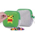 Saszetka na suwak, kosmetyczka, pixie crew, szara, zielony panel PIXIE