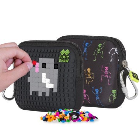 Saszetka na suwak, kosmetyczka, pixie crew, szkielety, czarny panel PIXIE