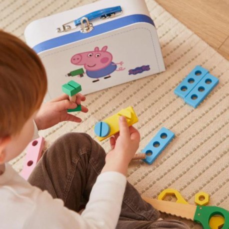Drewniany zestaw narzędzi georga w walizce, świnka BARBO TOYS