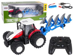 Traktor Czerwony R/C Z Pługiem 1:24