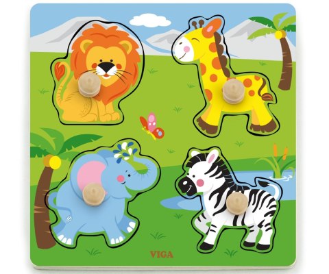 Viga 50840 Drewniane puzzle z uchwytami - zwierzęta Afryki