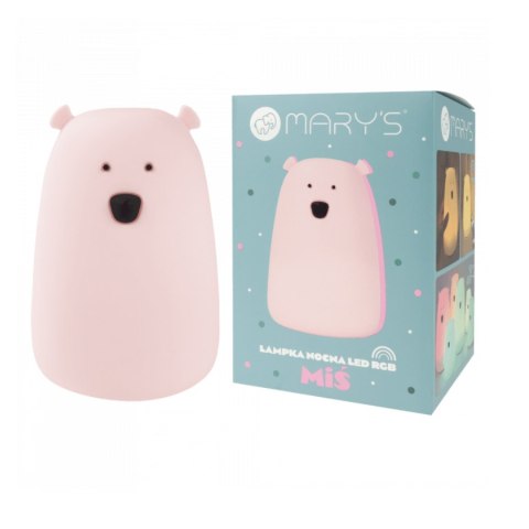 MARY'S MW20787 Lampka LED Miś duży różowy RGB+WW+RC z pilotem