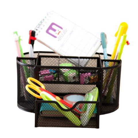 Pojemnik Organizer Na Przybory Biurowe Metalowy Czarny