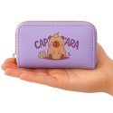 Portfel Dwukomorowy Przegrody na Karty Kapibara Fioletowy 12,5 x 8,5cm