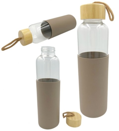 Szklany Bidon Butelka na Wodę Beżowe Etui 550 ml #G2
