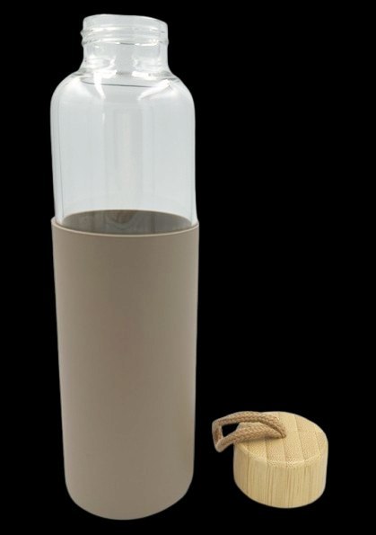 Szklany Bidon Butelka na Wodę Beżowe Etui 550 ml #G2