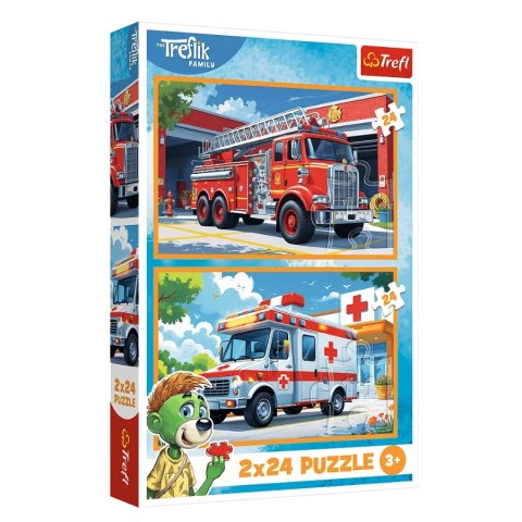 TREFL 34447 Puzzle 2x24 Wóz Strażacki i Karetka