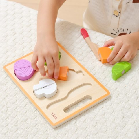 VIGA 44790 Drewniana Układanka edukacyjna Montessori Warzywa