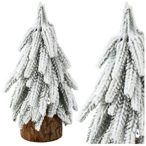 Choinka Ozdobna Dekoracyjna Sztuczna Na Pniu Pokryta Śniegiem 20 x 9 cm