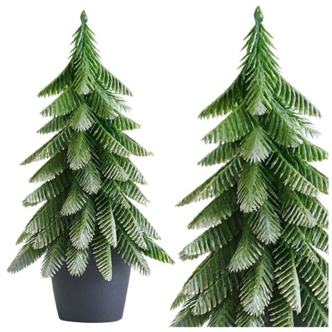 Choinka Ozdobna Dekoracyjna Sztuczna W Doniczce Srebrne Wykończenie 32 x 12 cm