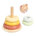 TOOKY TOY Drewniana Układanka Sensoryczna Piramidka Miś Sensoryczny Kolorowy Stacker
