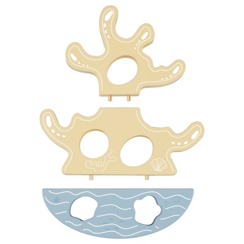 TOOKY TOY Drewniany Zestaw Morskich Zabawek Wieża Balansująca Łowienie Ryb Figurki 23 Elementy