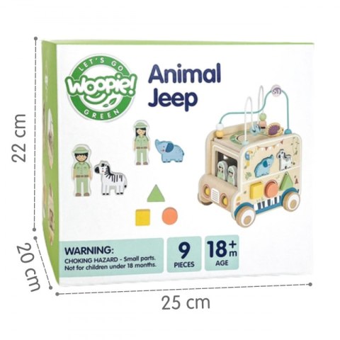 WOOPIE GREEN Drewniana Kostka Aktywności Samochód Terenowy Safari FSC
