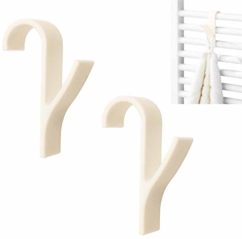 Wieszak haczyk na grzejnik kaloryfer łazienkowy kremowy