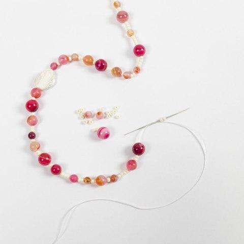 Zestaw do biżuterii z różowymi Agatami