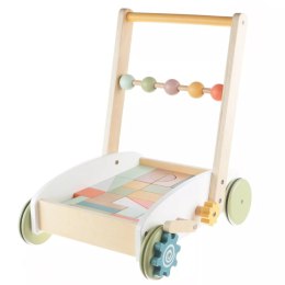 Pchacz drewniany wózek z klockami