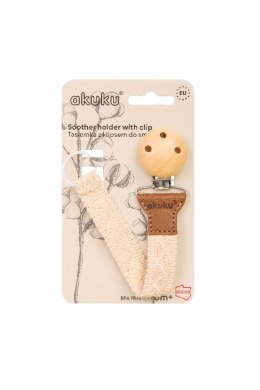 AKUKU A0715 Tasiemka / zawieszka do smoczka bawełna ecru