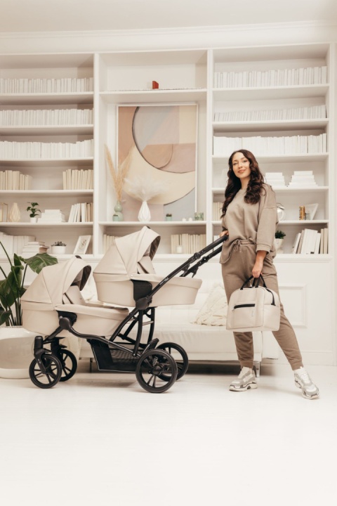 Bebetto42 PRO 22 kaszmir 2w1 wózek dla bliźniąt , bliźniaczy , podwójny - 2x gondola 2x siedzisko