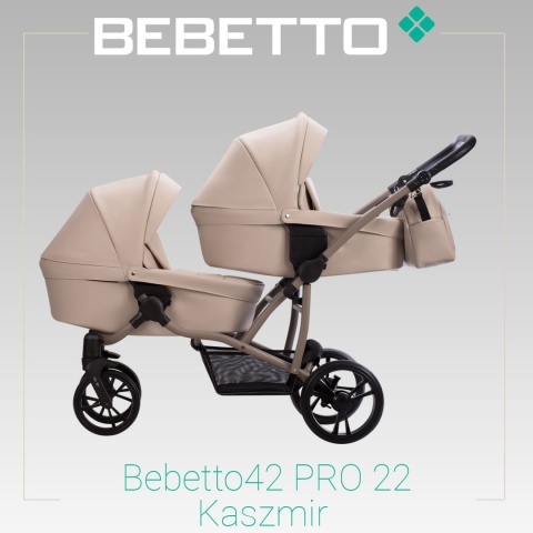 Bebetto42 PRO 22 kaszmir 2w1 wózek dla bliźniąt , bliźniaczy , podwójny - 2x gondola 2x siedzisko