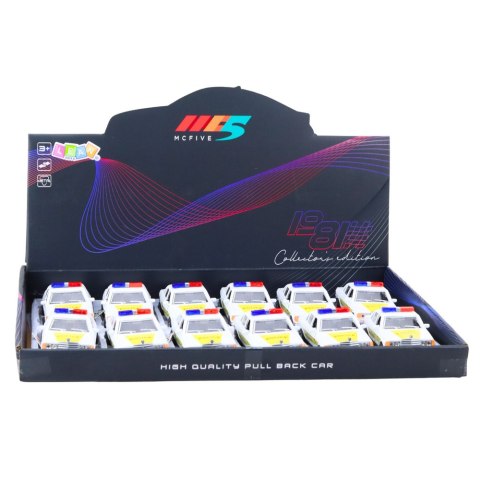 Klasyczny Samochód Policyjny Napęd Metalowy Otwierane Drzwi Biały 1:32