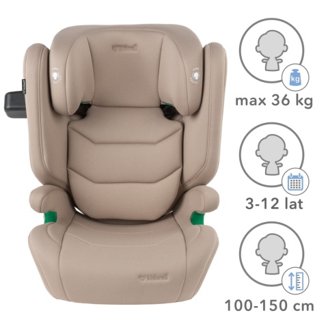 TENDO Beige Kidwell Fotelik samochodowy i-Size 100-150 cm ISOFIX 15-36 kg