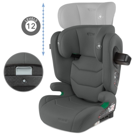 TENDO Gray Kidwell Fotelik samochodowy i-Size 100-150 cm ISOFIX 15-36 kg