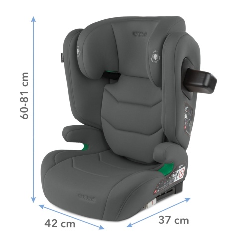 TENDO Gray Kidwell Fotelik samochodowy i-Size 100-150 cm ISOFIX 15-36 kg