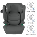 TENDO Gray Kidwell Fotelik samochodowy i-Size 100-150 cm ISOFIX 15-36 kg