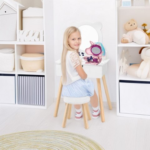 VIGA Z0006 Duża toaletka Drewniana biała + jednorożec