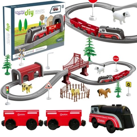 WOOPIE 57383 Zestaw Elektryczna Kolejka Zwierzęta 70el.
