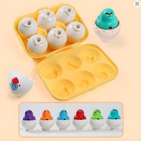 WOOPIE Układanka Sorter Montessori Dopasuj Kształty Zabawne Kurczaczki Jajka 6szt