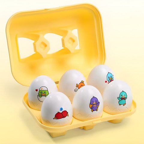 WOOPIE Układanka Sorter Montessori Dopasuj Kształty Zabawne Kurczaczki Jajka 6szt