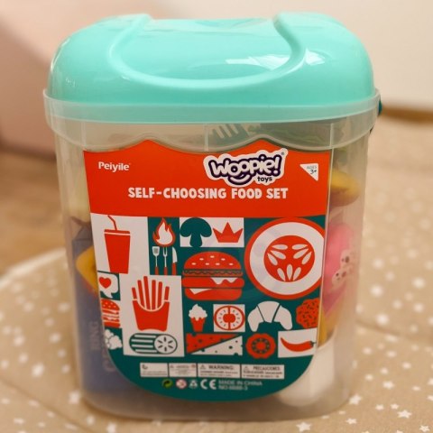 WOOPIE Zestaw XL Jedzenia do Zabawy Produkty Spożywcze Fast Food Słodycze Ciastka Sztucice w Wiaderku 40 el.