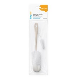 B.O.720/04 Szczotka do butelek i smoczków z gąbką i mini szczoteczką beżowa