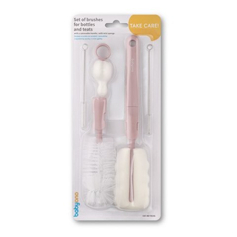 B.O.735/05 Szczoteczki do butelek i smoczków z wymiennąrączką różowe