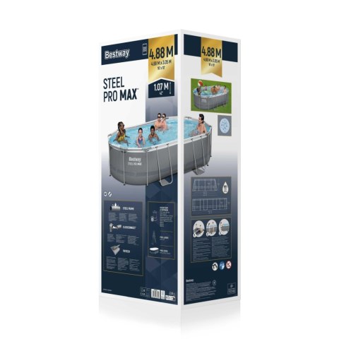 Basen stelażowy Power Steel 488x305x107 16x10FT BESTWAY 7w1 + Akcesoria