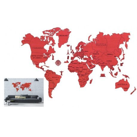 Drewniane puzzle 3d wooden.city - mapa świata xl coral WOODEN CITY