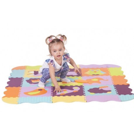 Piankowe puzzle podłogowe wesołe zoo z obrzeżem - 77 elementów BABY GREAT