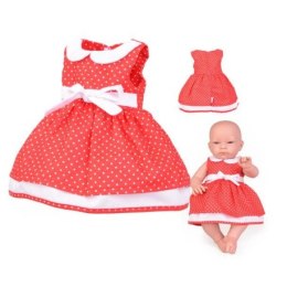 Sukienka dla lalki 35-45cm elizabeth - czerwona w kropki NENEKO