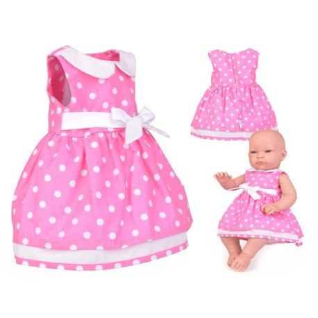Sukienka dla lalki 35-45cm elizabeth - różowa w kropki NENEKO