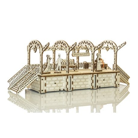 Drewniane puzzle mechaniczne 3d wooden.city - stacja kolejowa WOODEN CITY